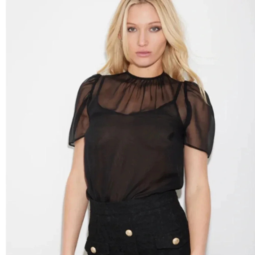 Generation Love Abella Silk Puff Sleeve Top, NWT - Picture 2 of 7